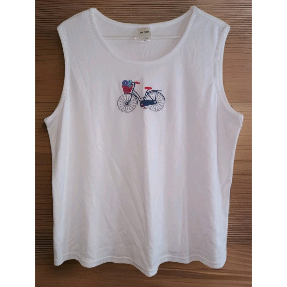 Blair Womens White Sleeveless Tank Top BICYCLE BIKE XL 60%‎ Cotton 40% Polyester